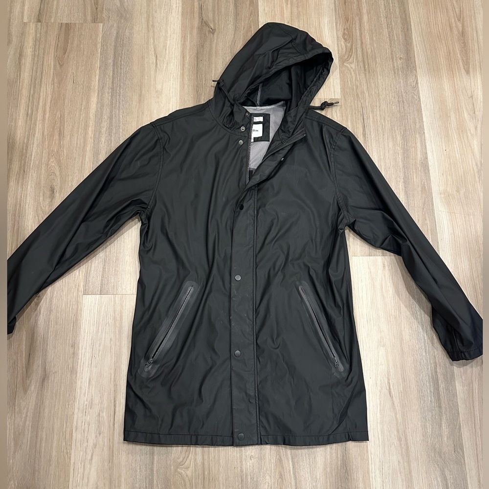 Goodfellow & Co Black Hooded Raincoat size Large water resistant